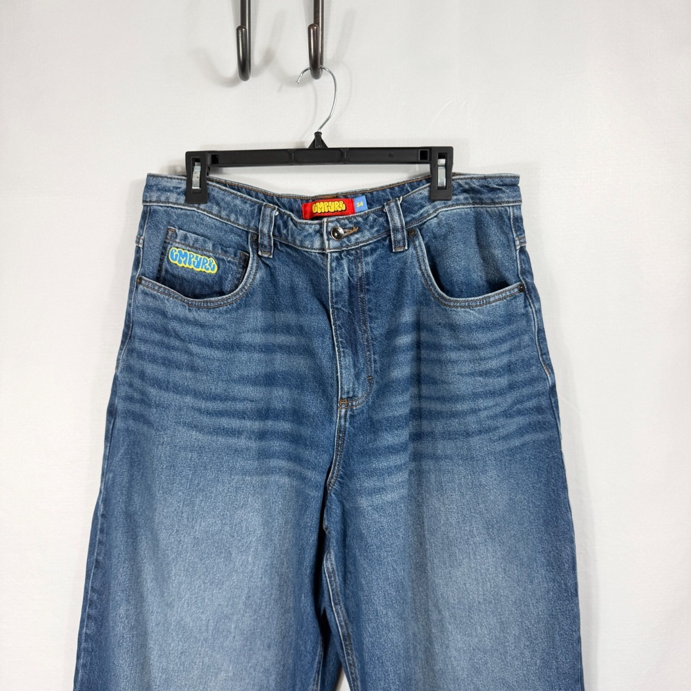 Empyre Skate Jeans Mens 34 Blue Baggy Wide Leg Loose Fit 90/Y2K Streetwear Denim
